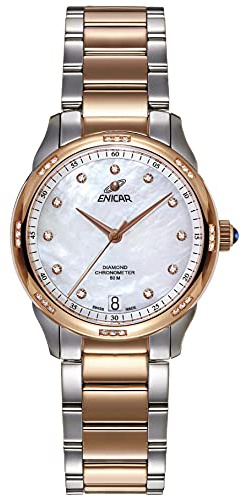 Enicar Damen Swiss COSC Automatik Chronometer Uhr (Modell Nr.:3265-50-361GCHS), Weiss/opulenter Garten, Göttin