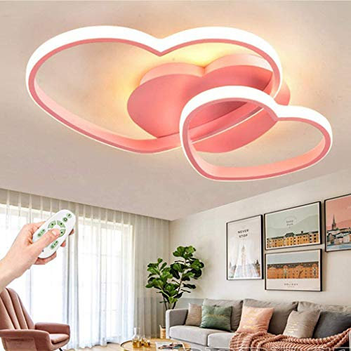YZSJ Deckenleuchte LED Dimmbar Deckenlampe Modern Herz Acryl Kinderzimmerlampe Jungen Mädchen Deckenlicht Cartoon Kronleuchter Kinder Deckenlicht Innen Schlafzimmer Dekor Lamp,Rosa