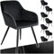 tectake® 8er Set moderner Esszimmer Stuhl, Esszimmerstühle mit Sitzfläche aus Samt, Armlehnstuhl, Sessel Wohnzimmer, gepolsterter Office Chair, Schminktisch Stuhl, gemütlicher Küchenstuhl - schwarz
