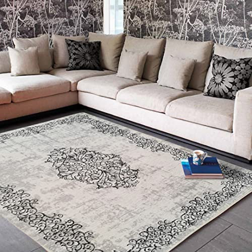 MANI TEXTILE TPS_BAROQ_GRI_80 Teppich, Polyester, 80 x 150