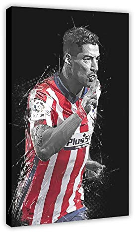 Luis Suarez Poster Fußball 3 Leinwand Wandkunst Dekor Druck Bild Gemälde für Wohnzimmer Schlafzimmer Dekoration Rahmen: 30 × 45 cm