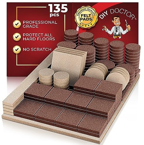 DIY Doctor - Felt Furniture Pads Floor Protectors - Huge 135 pcs Felt Pads Pack - Sofa Feet Protectors for Wooden Floors - Felt Pads for Furniture Feet - Chair Leg Floor Protectors For Furniture Legs