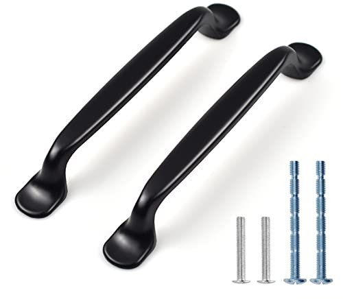 FunChaos 12 Stück Schwarz Küchengriffe, Möbelgriffe Aluminiumlegierung, Schrank Griff Mit 2 Größen Schrauben, Schubladenschrank Griff für Küche, Schlafzimmer, Badmöbel, Büro (128mm)