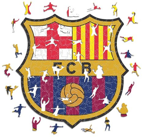Iconic Puzzles, Barcelona Logo, offizielles Produkt, Holzpuzzle für Erwachsene und Kinder, 100% nachhaltiges Holz, Größe L, 500 Stück