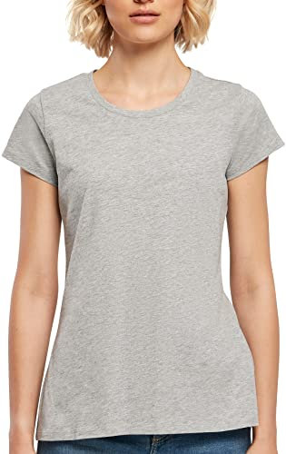 Build Your Brand Women's Basic Tee, Short Sleeve Women's T-Shirt with Crew Neck, Made of Cotton, Sizes XS - 5XL, Heather Grey, Large