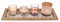 KAMACA Teelichthalter Windlicht-Tablett Set mit Holzteller und Glas Kerzenhaltern Dekosteine tolle Deko Geschenkset (Ocean Style)