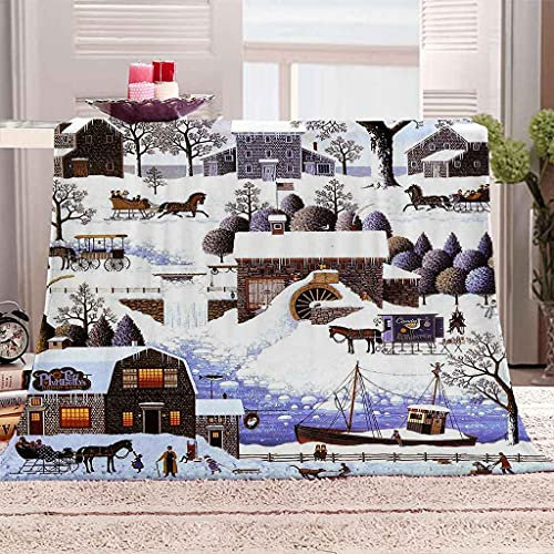 YHDNP Kuscheldecken 100x130cm Decke Weiße Schneeszene Im Winter Decken 3D-Digitaldruck Kuscheldecke Flanelldecke Weich Wohndecke Sofadecke Flauschig Decke Für Kinder Jungen Erwachsene Wohndecke