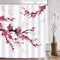 Bonhause Duschvorhang Kirschblüten Japanisch Rote Blumen Duschvorhänge 180 x 180 cm Anti-Schimmel Wasserdicht Polyester Stoff Waschbar Bad Vorhäng für Badzimmer mit 12 Haken