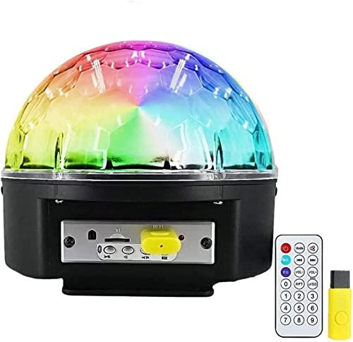 Corsehild Disco Ball Party Lights Bluetooth Speaker, 7 Inch 2 Bass Speaker 9 Colors Light 4 Modes TF Card MP3 Player Sound Activated LED DJ Stage Strobe Lamp with Remote Control for Wedding Party