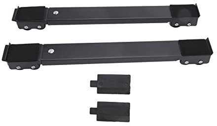 Lot de 2 supports de rouleau mobiles pour meubles - Base surélevée - Robuste - Extensible - Pour machines à laver, lave-vaisselle (noir)