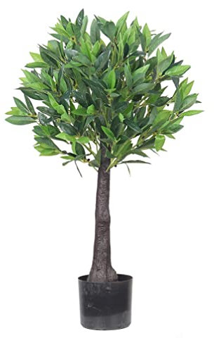 HOTRA Artificial Bonsai Tree Simulation Red Maple Bonsai Laurel Bay Leaf Tree Faux Cherry Decorative Tree with Pot Easy Care (Color : Laurel)