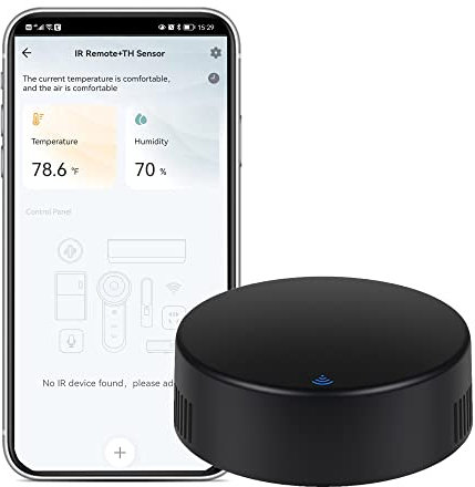 Control remoto inteligente por infrarrojos: control remoto infrarrojo WiFi universal con sensor de humedad de temperatura, aplicación y control de voz, termómetro higrómetro WiFi 3 en 1, compatible