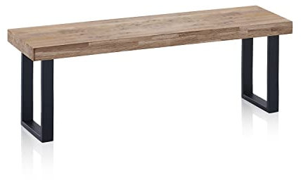Loft, Banco para Mesa de Comedor, Asiento Auxiliar, Acabado en Roble Honey y Negro, Medidas: 120 cm (Largo) x 47 cm (Alto) x 34 cm (Fondo)