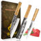 Oldpard Hand Forged Kitchen Knife Set of 3 | Chef's Knife, Paring & Clever Knives | Stainless Steel | Wooden Handels | Multi-Functional Kitchen Tools to Slice, Dice and Chop | Magnetic Gift Box