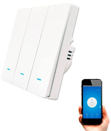 SMARTFY Interruttore WiFi intelligente da parete senza neutro, compatibile con Alexa, Google Home e Smart Life, iOS e Android, programmabile - Smartfy (triplo pulsante)