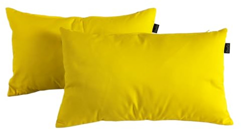 DiseLio 2 federe per cuscino, colore giallo limone. Cuscini decorativi tinta unita per la decorazione della casa, made in Spagna. (30 x 50 giallo limone)