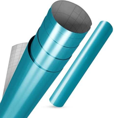 vgoltd Adhesivos para muebles brillantes Vinilo autoadhesivo envoltura adhesiva papel de contacto adhesivo Rollo para cocina, encimera, armarios, gabinetes y sobremesas (Turquesa, 30 x 500 cm)