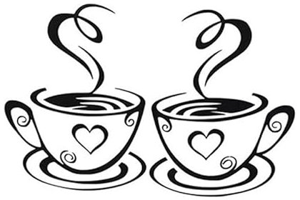 duoyif Pegatinas De Pared De Taza De Café, Vinilos De Pared Decorativos Café, Calcomanía Cocina Cafetería, Adhesivo Coffee Para Cocina Cafetería Oficina Restaurante Murales Decoración (Negro)