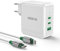 MOKiN 140W USB C Ladegerät Laptop, GaN USB C Netzteil Ladestecker mit 1.2M Display USB C Ladekabel, PD 3.0 PPS Schnellladegerät für MacBook Pro/Air M1/M2, Dell, HP, Lenovo, iPhone, Galaxy, Pixel