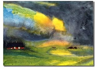 XGMDZRT Berühmte Wandkunst-Gemälde-Reproduktion: Farbiger Himmel. Emil Nolde Kunstwerk Poster. Druck auf Leinwand. Deko-Bild für Wohnzimmer, 70x100cm nur Leinwand