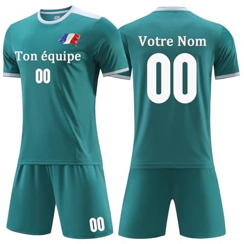 Maillot de Foot Enfant Personnalisé Ensemble Foot Enfant Homme T-Shirt et Shorts avec Nom Numéro Logo de l'équipe