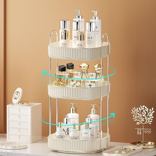 2 etagen 360° Drehbar Gewürzständer drehbares Multifunktions-Lagerregal Kosmetik-Lagerregal Küchengeschirr-Lagerregal geeignet für Küche Wohnzimmer und Schlafzimmer Leicht zusammenzubauen A,B