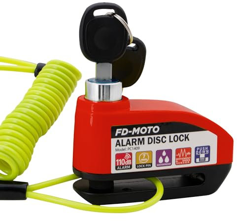 FD-MOTO Alarm Disc Lock & Reminder Cable Black/Red