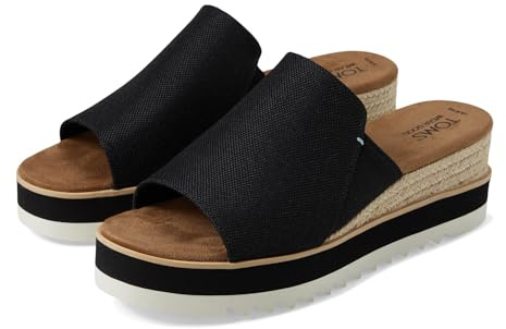 TOMS Women's Diana Mule Sandal, Black Wide Width Heavy Canvas, 6