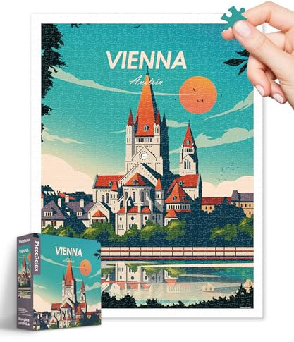 PieceRelax 1200-Piece Jigsaw Puzzle for Adults - Studio Inception World Travel Vienna - Challenging Extra Small Pieces, No Mat Needed, Relaxation & Focus Gift [H3503]