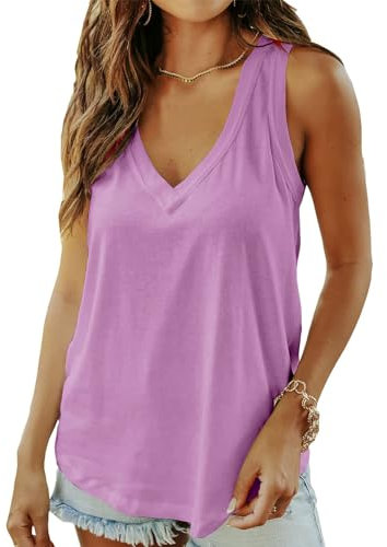 AirMood Canottiera Estiva Sexy da Donna, vestibilità Ampia, Senza Maniche, Viola, S