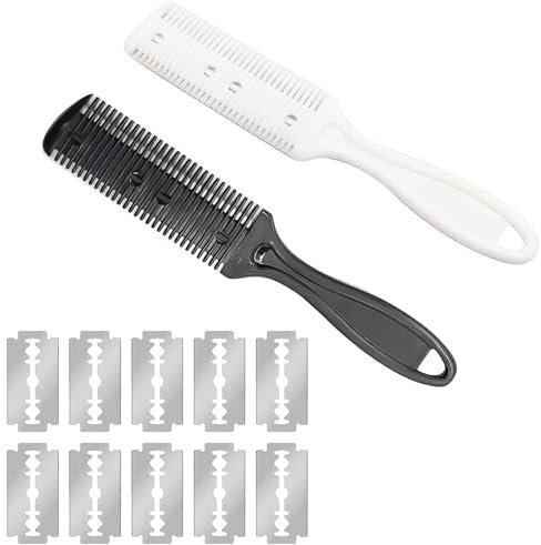 SWYSGS Cortador de Pelo de Peine Peine de Adelgazar Cabello de Doble Cara Tijeras de Corte Peine de Depilación de Doble Filo para Corte de Cabello Fino o Grueso, Peinado, Peluquería