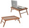 Set 2 Tavolini da Letto Pieghevole, Vassoio da Poltrona, Colazione, Pieghevole in Legno Faggio, Gambe Ripiegabili, 33x50x21.5hcm (Noce)