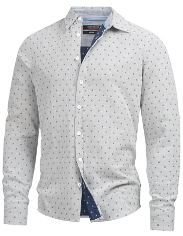 Indicode Herren INJoffrey gemustertes Sommer Kurzarmhemd aus 100% Baumwolle | Modernes Herrenhemd mit weicher Qualität, Freizeithemd, Stoffhemd, Langarmhemd, Baumwollhemd, Casualhemd für Männer