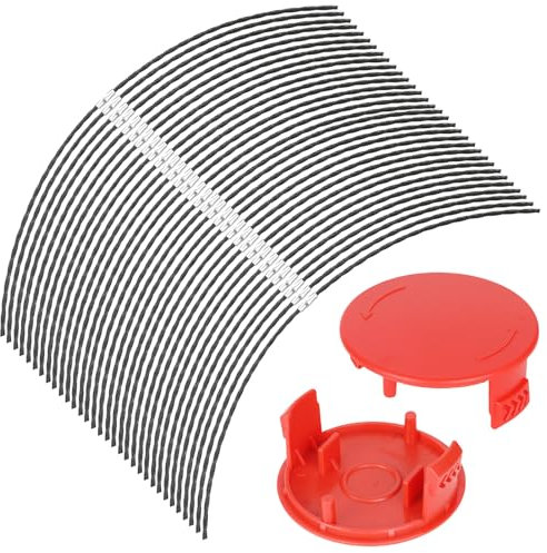 Eyoloty 32 piezas F016800431 hilo para desbrozadora Bosch Home and Garden AFS 23-37, hilo extrafuerte, longitud: 37 cm, diámetro: 3,5 mm, con 2 piezas F016F04841 cubierta de bobina