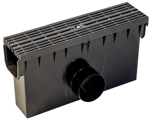 ScarMaxx Hofablauf Hofsinkkasten - Fangkorb A15 Gully Stegrost - Kompatibel mit dem 115-mm-System - Kunststoff - Polypropylen (PP) - 2 x Anschluss für KG-Rohr DN110 - Line Schwarz