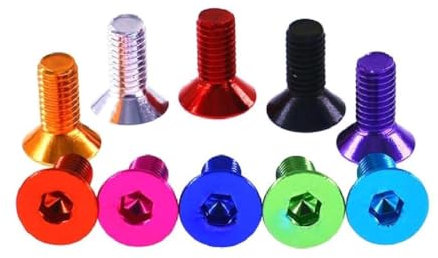 10 Stück flache Aluminium-Inbusschrauben M4/M5/M6 Sechskant-Innensechskant-Senkkopfschrauben L = 8/10/12/16/20/25mm, Rot, m6x16