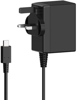 MJXYXCDH Charger for Nintendo Switch,39W Nintendo Switch Charger 15V 2.6A USB Type C Cable Ac Power Adapter for Switch, Switch lite, Dock, OLED, Pro Controller UK Plug Fast Charging
