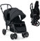 LIFEZEAL Faltbarer Doppelkinderwagen für Zwillinge, Kinderwagen 2-Sitzer mit verstellbarer Rückenlehne, Mobiler Geschwisterwagen mit Bremsen, Belastung 15 + 15 kg (Schwarz)