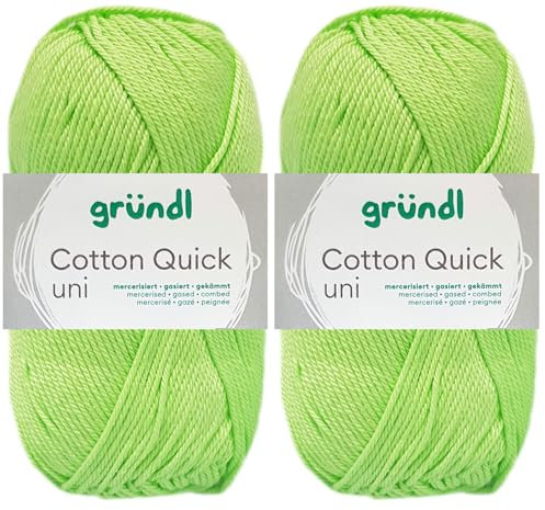 2x50 Gramm Gründl Cotton Quick Häkelgarn aus 100% Baumwolle 103 Kiwi