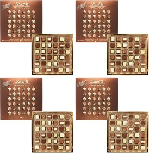Lindt Schokolade - Nougat Mini Pralinés | 165 g | -Schachtel mit 36 Pralinen in 9 ausgewählten, exquisiten | Pralinengeschenk | Schokoladengeschenk | 4er Pack
