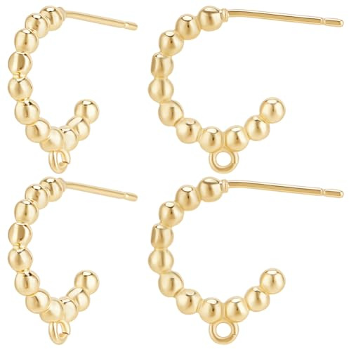 Beebeecraft 1 Box Mit 20 Stück Halbcreolen Ohrring Zubehör 18 Karat Vergoldete Perlen Ohrstecker Mit Schlaufe Und Ohrmuttern Für Die Schmuckherstellung Zum Selbermachen.