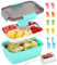 Lunchbox Erwachsene,Lunchbox mit Unterteilung Fächern,Salat Box to go mit Gabel,Zahnstocher für Kinder,Auslaufsicher, Mikrowellengeeignet 2000 ml,Bento Box für Schule/Arbeit/Picknick Reisen(Grün)