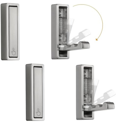 JNRFTY 4 Stück Faltbare Kleiderhaken Klappbar 90 ° Wandhaken Wandhalterung Unsichtbarer Klapphaken für Garderobe Küchen von Mänteln, Taschen, Rucksäcken und Handtüchern