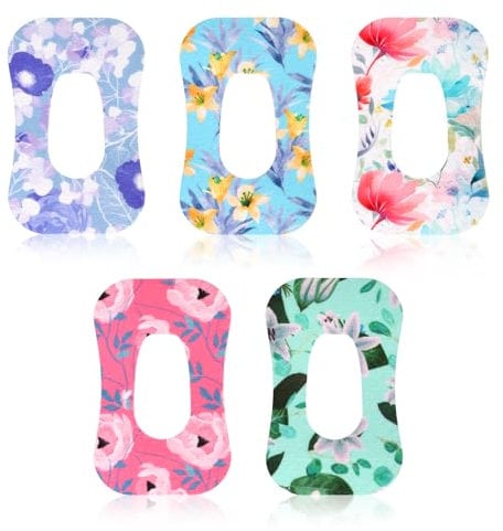 25pcs Waterproof Adhesive Patches for Dexcom G6, Sweatproof & Breathable Sensor Protector Skin Grip Universal Glucose Monitor Cgm Sensor Cover Stickers Pod Pals Accessories(5 Fresh Floral Styles)