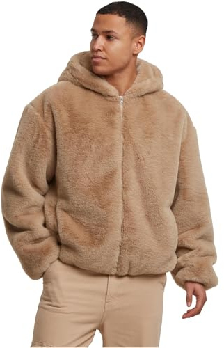 Urban Classics Full Zip Faux Fur Hoodie Männer Kapuzenpullover schwarz