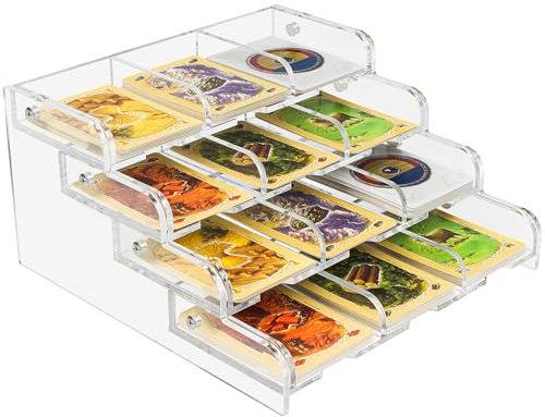 Aizesuro Acryl-Kartenhalter mit 4 Ablagen, kompatibel mit Catan-Siedler-Brettspiel