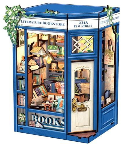 Fsolis DIY Book Nook & Dollhouse Craft Kits – Kreative Regal- und Schreibtisch-Dekor-Montagesets, für Jugendliche und Erwachsene(Literature Bookstore)