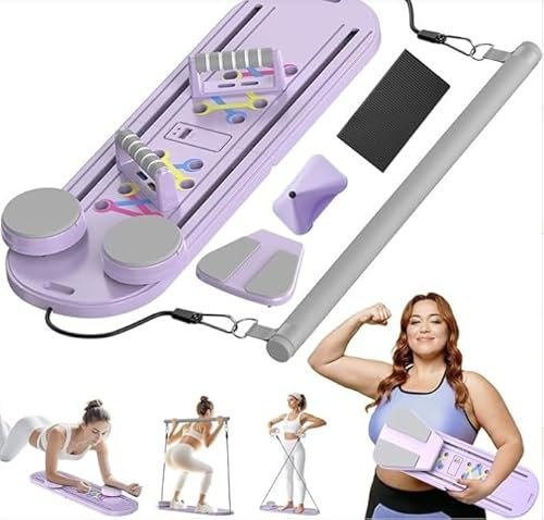 Giabuao Faltbarer Pilates Reformer Maschine Set,Upgraded 2025 Multifunktional Pilates Board Rebound-Ab-Roller Ellenbogenstütze,Bauchmuskeltrainer mit Automatischer Rückprall-Rosa