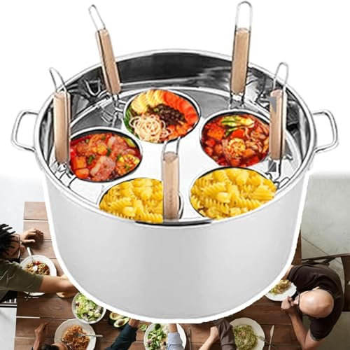 LSyySy Commercial Noodle Water Heater Cooker Desktop Cooking Tool With 5 Holes Funnel Basket And Noodle Pot Holder - Compatible With Various Stoves Hot Pot Makers For Commercial Home Use
