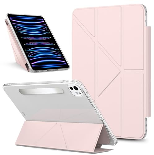 Étui de protection pour tablette Compatible With iPad Pro 11 Inch M4 2024 (5th Gen) Case Detachable Magnetic Slim Protective Cover, Multi-Angle Viewing Clear Transparent Back Shell Shockproof Case Pro